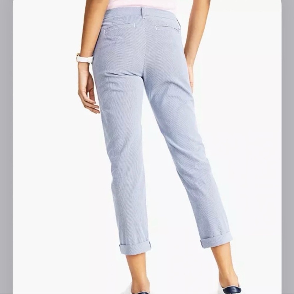 #188 Tommy Hilfiger Women’s capri Blue Striped Pants  NWT - Picture 3 of 11